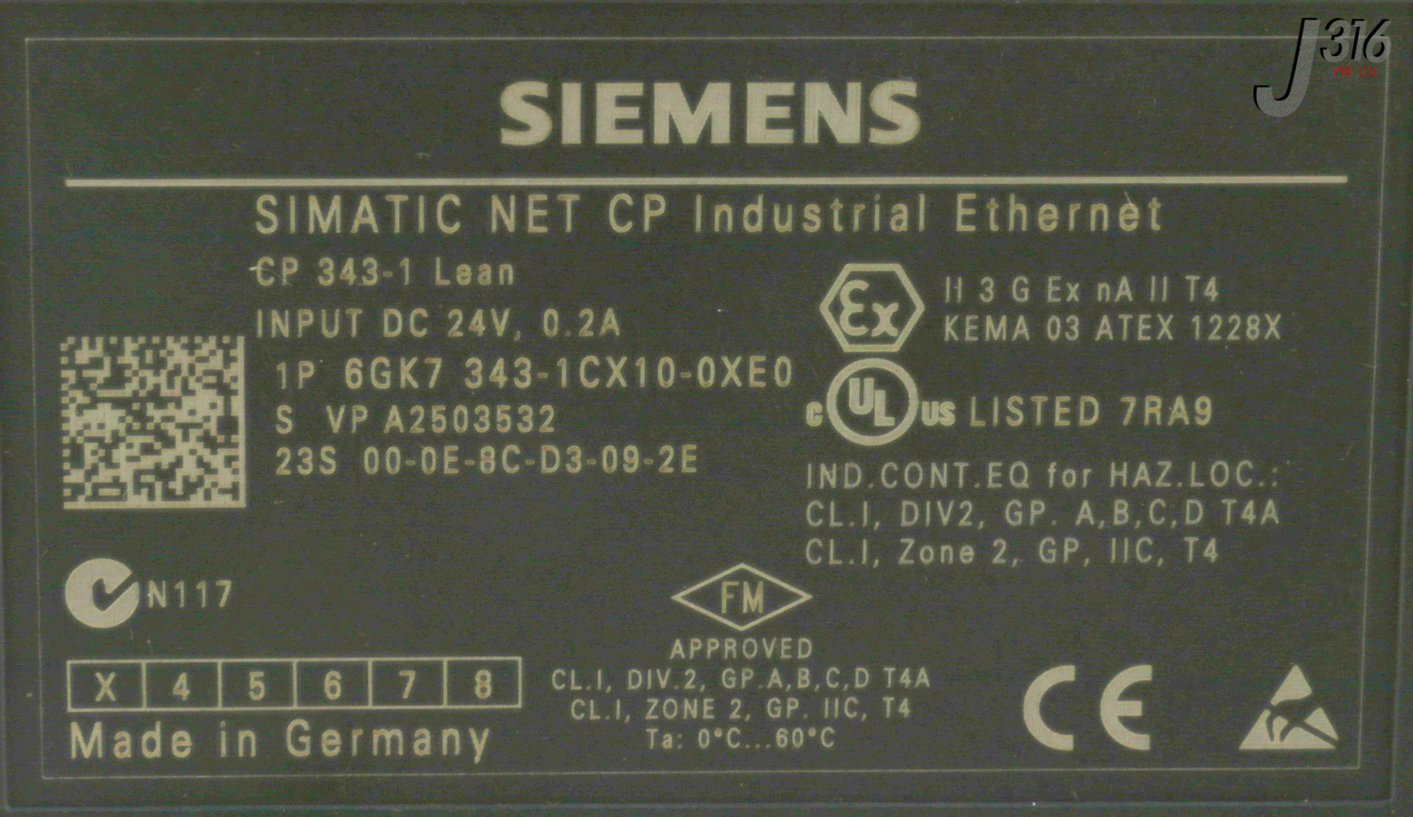 31066 SIEMENS COMMUNICATIONS PROCESSOR, SIMATIC NET, CP 343-1 LEAN ...